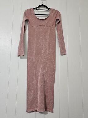 BDG Urban Outfitters Ribbed Midi Dress Pink Long Sleeve Bodycon Small